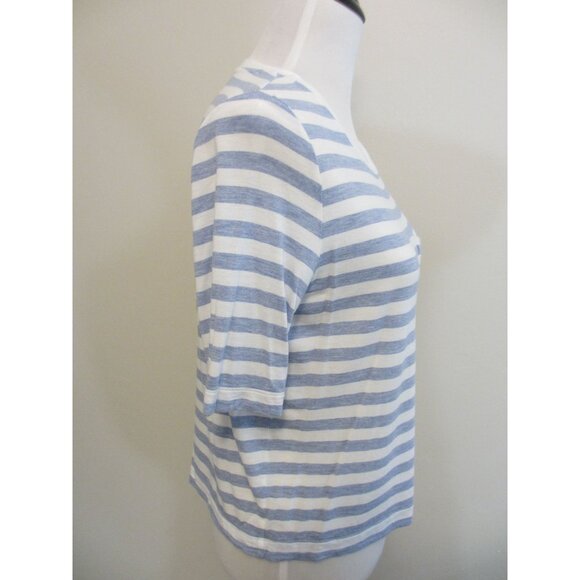 GAP CROP PALE BLUE AND WHITE STRIPED SHORT SLEEVED TSHIRT XS - Picture 3 of 5